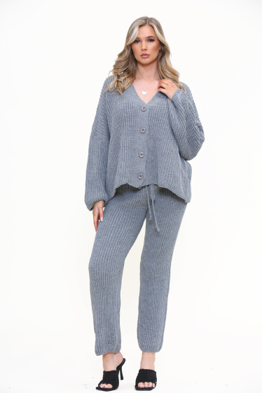 Wholesaler Sumel - Buttoned trendy knit wool set 9919- ENLAB