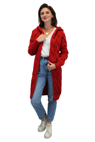 Grossiste Sumel - Gilet en laine femme avec capuche long automne hiver style bubble ref CCBK