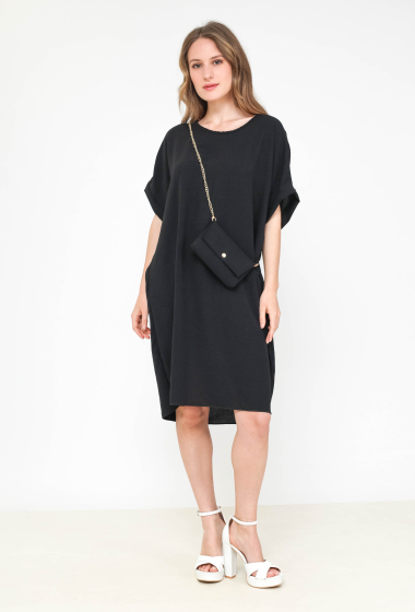 Großhändler Sumel - Neues stylisches kurzes Kleid für Damen mit kleiner Tasche TSAC