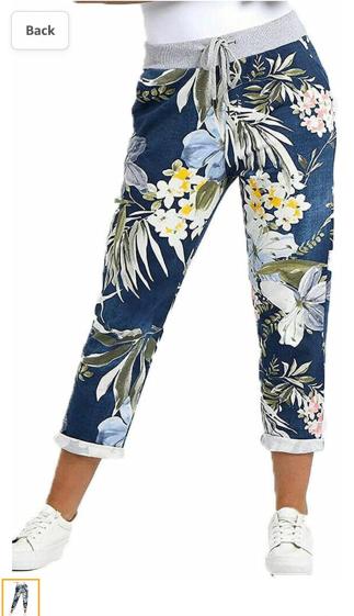 Großhändler Sumel - Damen Pantaloon Fabric Denim Style Jogginghose Blumenmuster REF MIMO PYJ