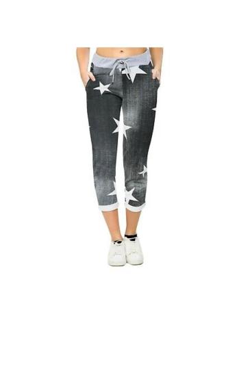 Großhändler Sumel - Damen Pantaloon Fabric Denim Style elastisch bedrucktes Sternenmuster TARA-PYJ1