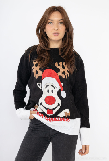 Wholesaler Sumel - Christmas sweater Reindeer woman Christmas Eve snow BVJ_23