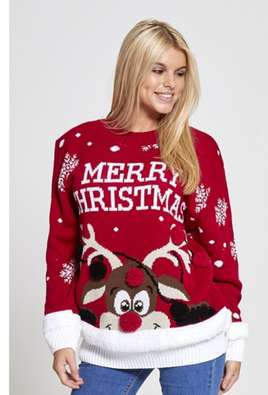 Wholesaler Sumel - Winter cozy knit top Christmas sweater / Pom Pom cardigan