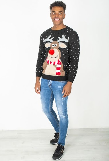 Wholesaler Sumel - Christmas sweater for men. Deer Sweat Shirt / Snowy Cardigen / Pull Deer cardigan