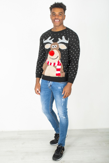 Wholesaler Sumel - Christmas Sweater for Men. Deer Sweat Shirt / Snowy Cardigen / Deer cardigan sweater