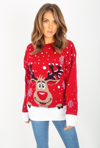 Wholesaler Sumel - Christmas Sweater / Rudolph Reindeer Cardigan / Sweat Rosy Bulb BCJSTF