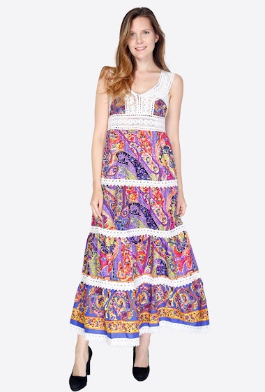 Großhändler Sumel - Kleid mit cooler Stickerei DOWNTOWN 2049