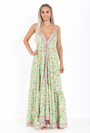 Wholesaler Sumel - Strapless backless dress summer 2023 flower long plaid fashion ref DR22
