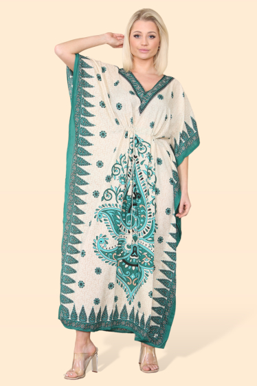 Wholesaler Sumel - Oriental caftan kaftan dress bordered with V-neck and mosaic pattern 1309