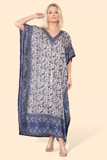 Wholesaler Sumel - Oriental caftan kaftan dress bordered with V-neck and mosaic pattern 1316