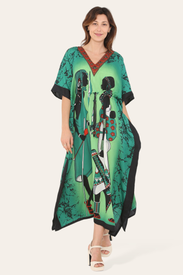 Grossiste Sumel - Robe caftan, imprimé de style africain traditionnel, nouveauté Ref-9063L