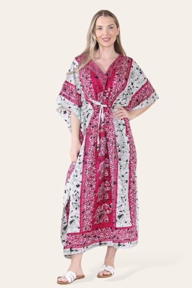 Wholesaler Sumel - Long Kaftan Dress Elephant Print Pattern African Style Long 1024L