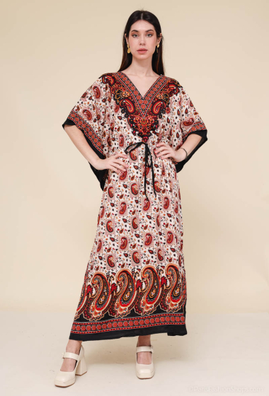 Wholesaler Sumel - Dress Long kaftan oriental feather symbol ref 143L