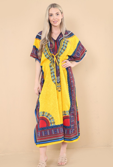Wholesaler Sumel - Caftan Dress Plus Size African Style Tropical Pattern Ref 102L
