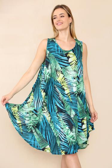 Wholesaler Sumel - Tropical forest collar dress arborescence feather foliage ref 7020