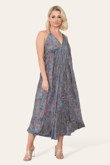 Wholesaler Sumel - V-neck dress with strap, chest tightening, backless drawstring ref. S63914G