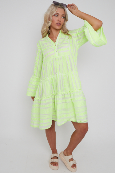 Wholesaler Sumel - Short Bohemian Urban long dress with simple neon arrow print ref 25040