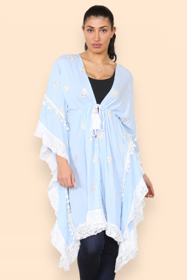 Wholesaler Sumel - Short open dress with drawstring, 3/4 sleeves, women, summer 2024 (ref 2259)