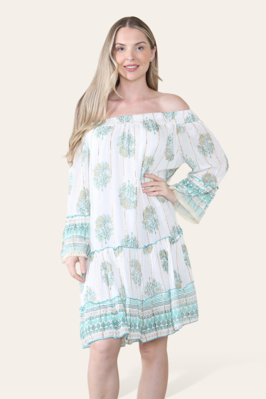 Wholesaler Sumel - Short dress, Floral nature inspired printed dress, Long sleeves 24-144