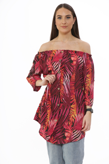 Wholesaler Sumel - Short shirt style dress, fresh nature inspired print dress,