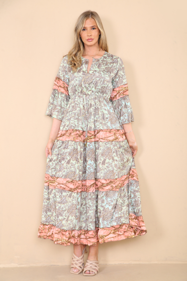 Großhändler Sumel - Kleid; boho-chic inspiriertes, elegantes kleid mit japanischem blumendruck