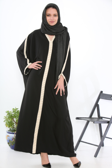 Großhändler Sumel - Exklusives Kleid. Langes Damenkleid mit V-Ausschnitt, langärmeliger Hijab X16045