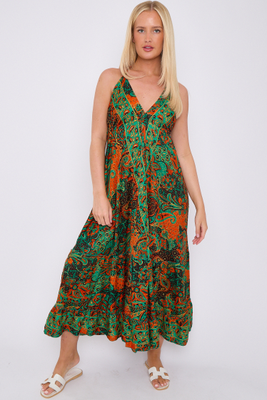 Wholesaler Sumel - Women's Dress Backless Long V-Neck Sleeveless Silk 100% Ref-112