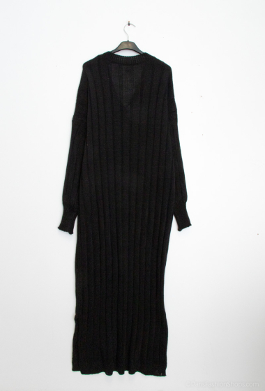 Großhändler Sumel - Langes Damen-Winterkleid mit V-Ausschnitt, kleiner symmetrischer Linie und engen Ärmeln, Ref. 26RHLC98