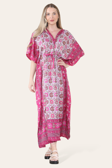 Großhändler Sumel - Langes Kleid (Kaftan) für Damen Sommerkollektion Paisley-Druck REF-1081L
