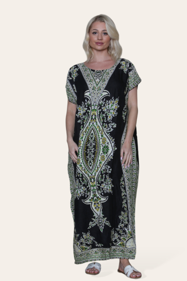 Großhändler Sumel - Langes Kaftan-Kleid mit V-Ausschnitt, afrikanischer Ethno-Stil – Ref. C-1502