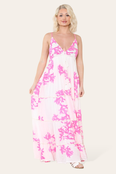 Wholesaler Sumel - Long bohemian style beach dress, coral reef print. Ref-3007