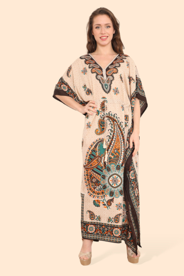 Wholesaler Sumel - Long and maxi dress with a typical kaftan pattern with flowers Ref. 1308