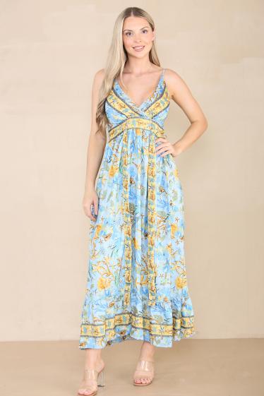 Wholesaler Sumel - Women's long dress with V-neck, bustier and flared dress, reference DR-797