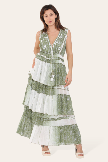 Wholesaler Sumel - Bohemian two-tone sleeveless dress subtle gradual coloring ref 6229