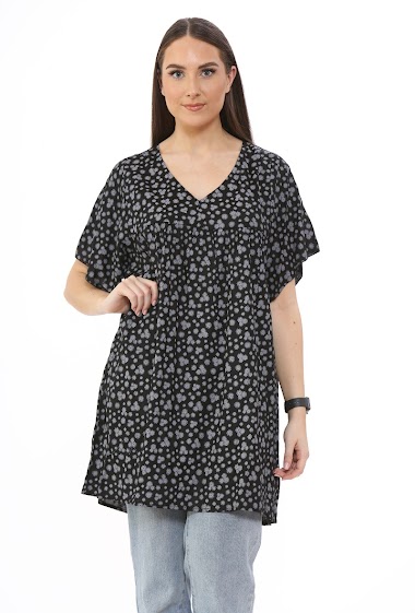 Wholesaler Sumel - Dress Tunic Flowery large size short with short sleeve summer size 7015