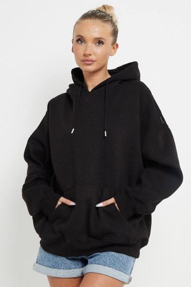 Wholesaler Sumel - Women's hooded sweatshirt with simple plain pocket ref 1412