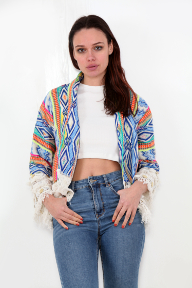 Wholesaler Sumel - Hexagon women's jacket in bright colors Mid-length open bolero AM015