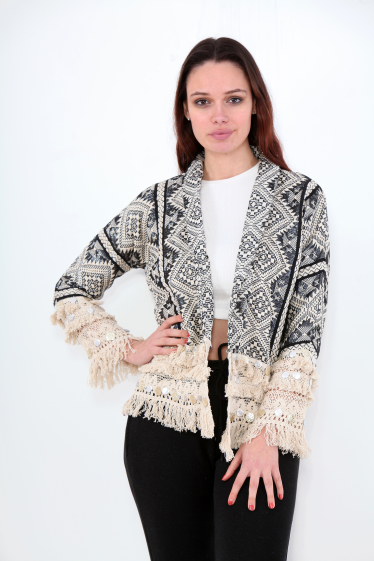 Wholesaler Sumel - Box print women's jacket elegant mid-length bolero with pieces AM32