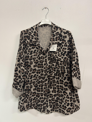 Wholesaler Sun Love - Leopard cotton gauze shirt