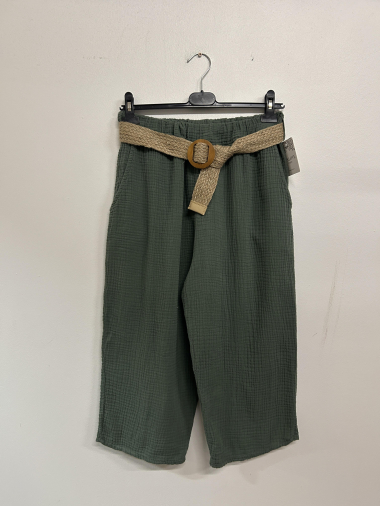 Wholesaler Sun Love - Cropped pants with cotton gauze belt