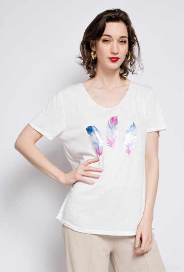 Wholesaler Sun Love - Feather-print T-shirt