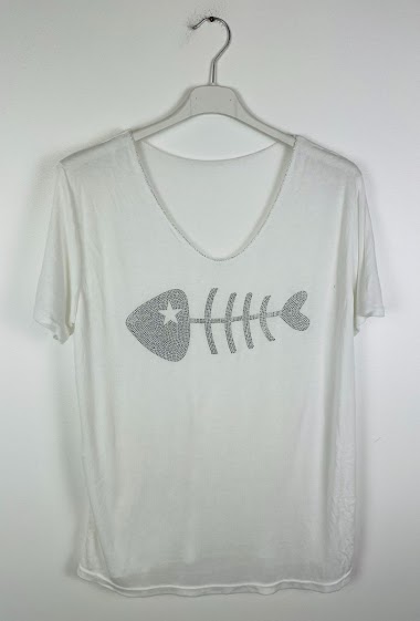 Wholesaler Sun Love - T-shirt with fish print in strass