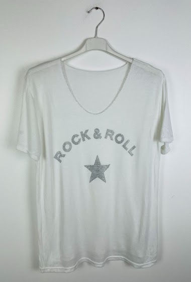 Mayorista Sun Love - Camiseta con estampado de strass ROCK&ROLL