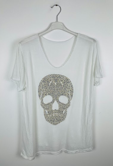 Wholesaler Sun Love - T-shirt with skull print in strass