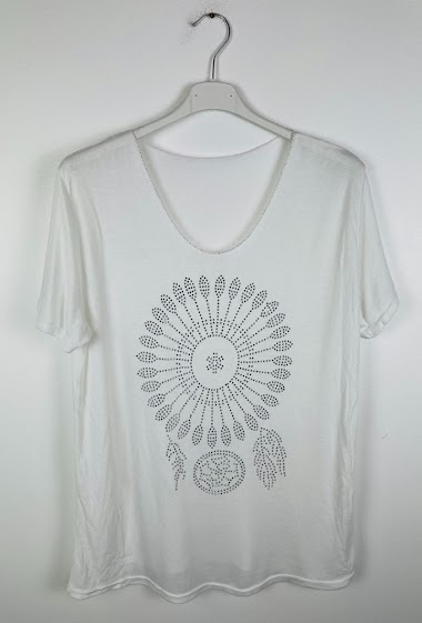 Wholesaler Sun Love - T-shirt with dream catcher in strass