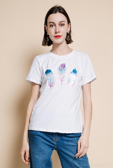 Wholesaler Sun Love - T-shirt with feather