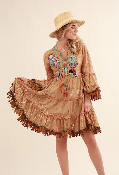 Wholesaler Sunday by Christina - Lace dress with Native Indian inspiration