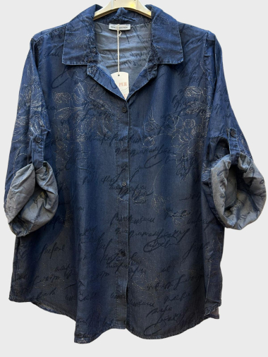 Wholesaler Superbelle - Tencel shirt, writing print and sequins