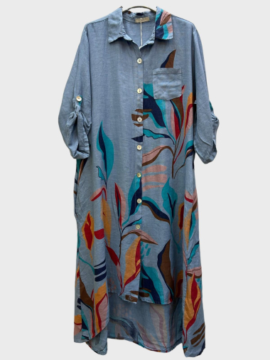 Wholesaler Superbelle - Floral print linen shirt dress