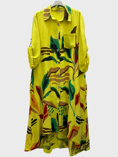 Wholesaler Superbelle - Floral print linen shirt dress
